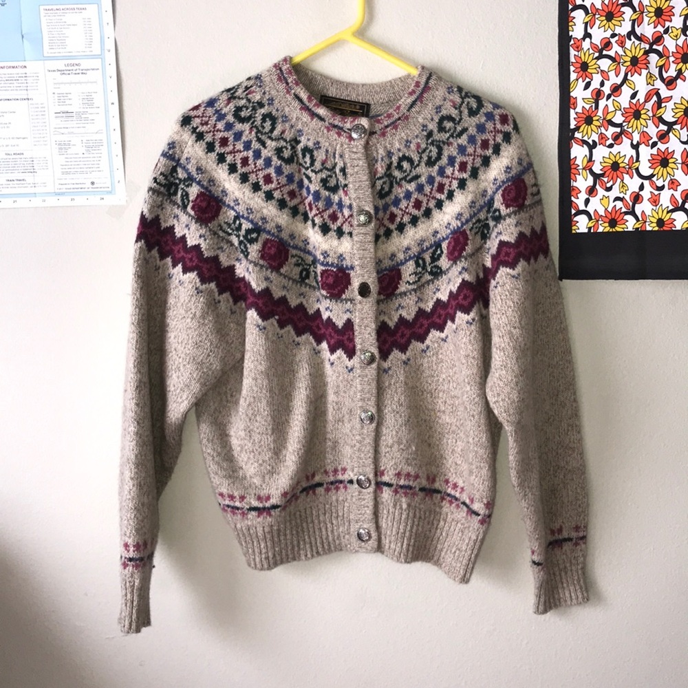 Vintage Floral Rose Sweater Cardigan Cottagecore